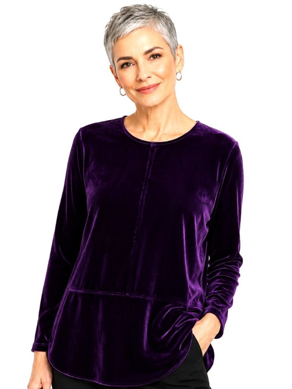 Lauren Ralph Lauren Purple Velvet Long Sleeve Top